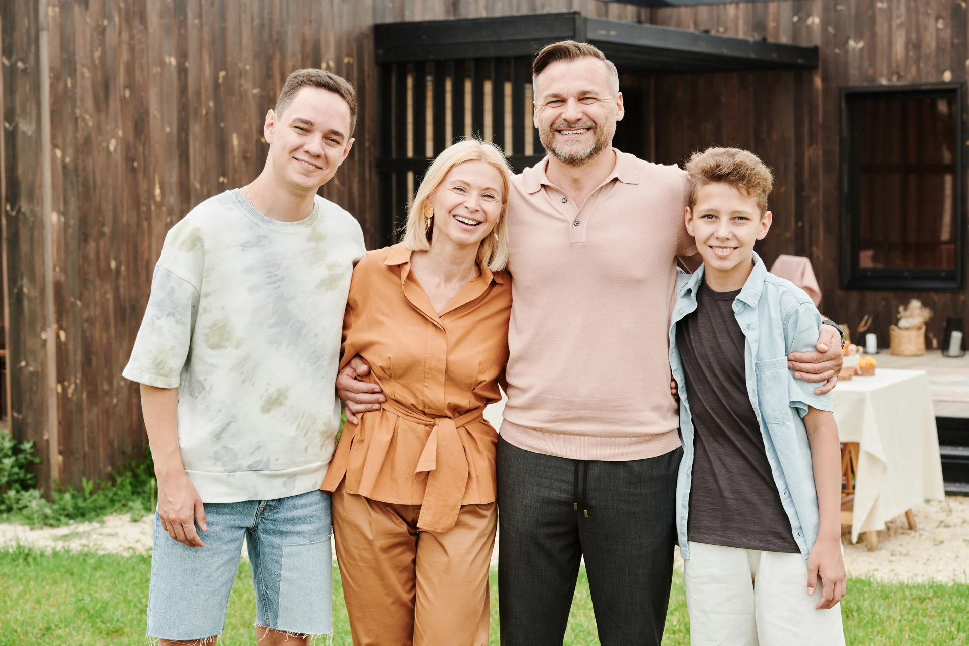 Family standing together outdoors